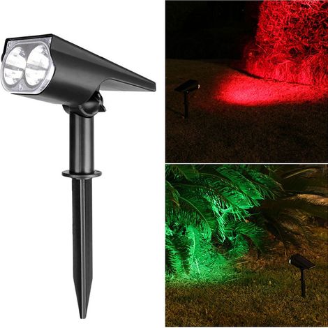 2pcs Spot Solaire Extérieur Multicolore, 2 LED Lampes Solaires Etanche IP67, Projecteur Solaire Réglable avec 2 Modes d'Éclairage, Lumière Colorée (1/5)