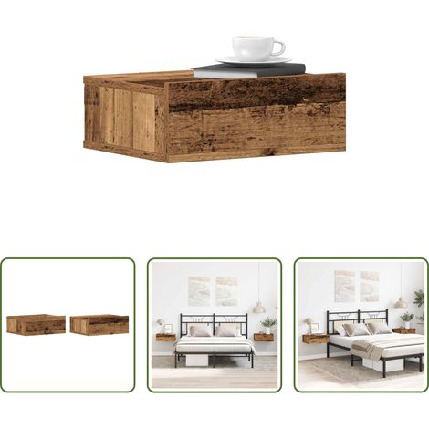 vidaXL Table de chevet flottante - Tables de chevet flottantes 2 pcs vieux bois bois d'ingénierie (1/5)