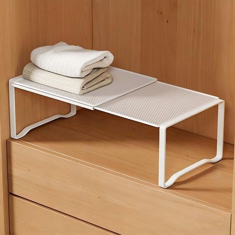 Ausziehbarer enger Metallrost 38-62 cm, stapelbar, Küche, Bad, Schuhe, weiß