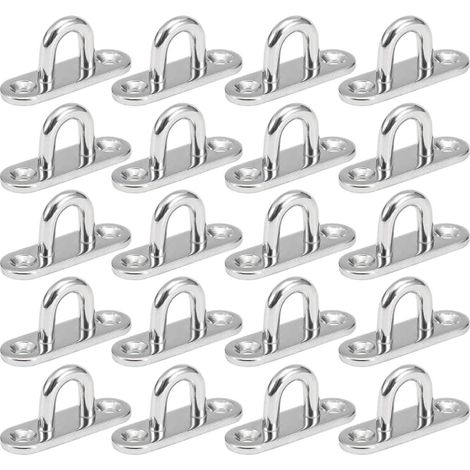 10 pièces Plaques à œillets Inox,Crochets de Plafond M5, Crochets de Fixation Métalliques, Accessoires Bateau, Plaques à œillets avec œillet pour Auvent, Fixation Murale (1/5)