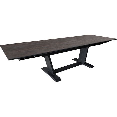 PROLOISIRS Table AMBER 180/230/280 x 100 cm - Aluminium époxy graphite / Plateau Dekton Laurent - Allonges en bout