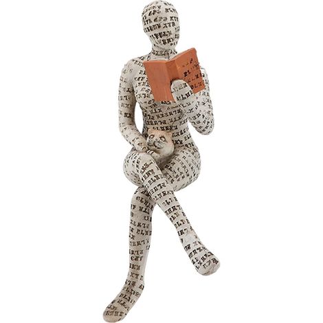 Figura decorativa para estante, 19 x 7 x 10 cm. Estatua abstracta de una mujer leyendo pintada a mano. Escultura decorativa sencilla para oficina, biblioteca o estante. (1/5)