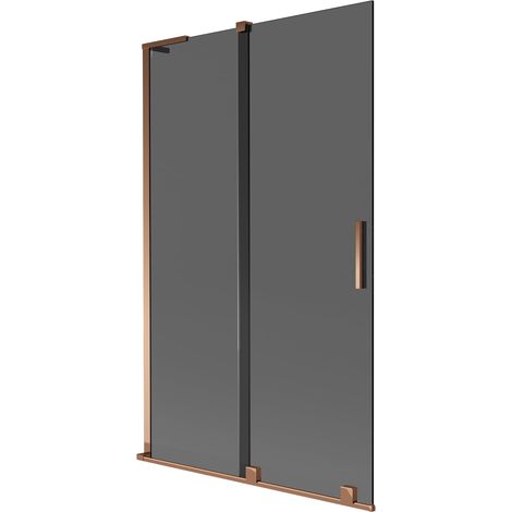 Mexen Velar L paratia per vasca da bagno 2 ante scorrevoli 110 x 150 cm, grafite, oro rosa - 896-110-003-41-60 (1/5)