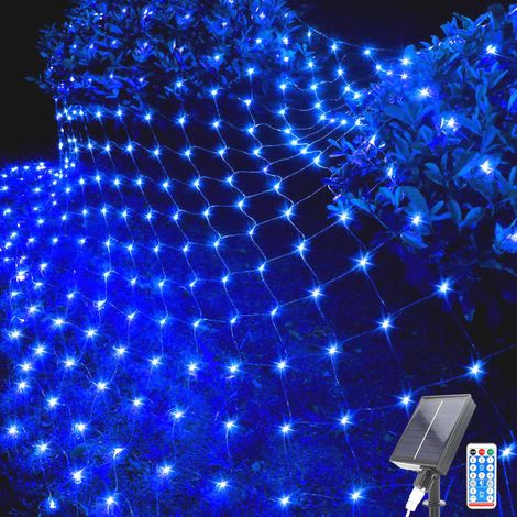 Filet lumineux solaire d'extérieur à 192 LED, 2 x 2 m, filet lumineux étanche avec 8 modes, télécommande, filet lumineux en fil de cuivre pour sapin, pelouse, clôture, buissons, mur (1/5)