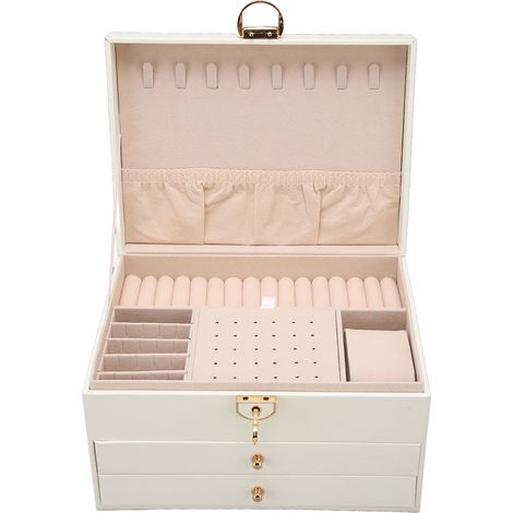 Étui de Rangement pour Bijoux en Similicuir avec 2 Niveaux pour Montres, Bracelets et Accessoires (1/5)