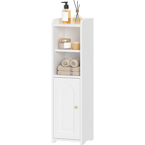 Meuble bas de salle de bain blanc avec portes – Étagères réglables – Dimensions 20x20x75 cm – Conception compacte pour petits espaces (1/5)