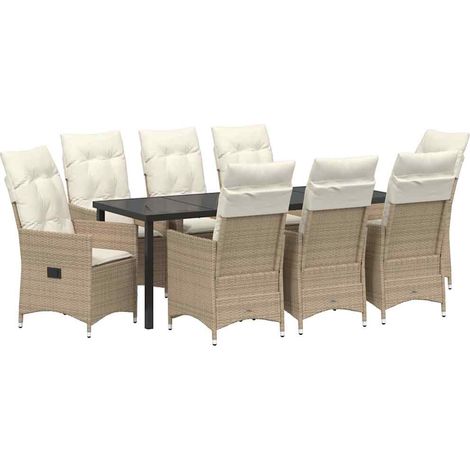 Maison Exclusive - Set da Pranzo per Giardino con cuscino 9 pcs Beige polyrattan