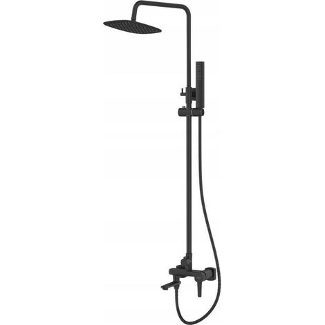Invena  Système de douche Glamour - Noir - Hauteur réglable de 94 à 138 cm - Douche effet pluie 22 x 22 cm - Système anticalcaire (1/3)