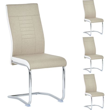 Chaise ALBA Beige,Blanc (Lot de 4)
