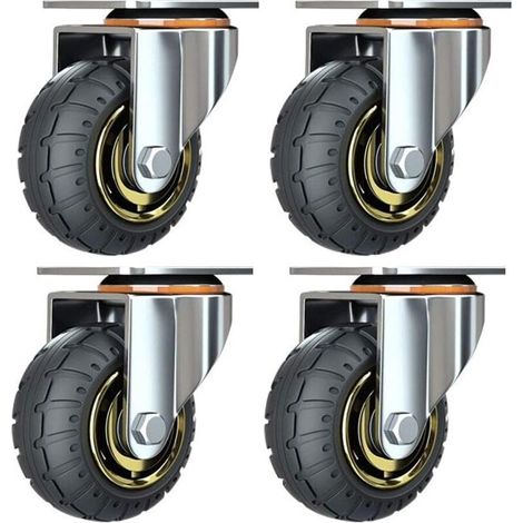 Lot de 4 roulettes pivotantes 75mm – Caoutchouc silencieux – Capacité 80kg par roue – Montage facile pour meubles et équipements légers (1/5)