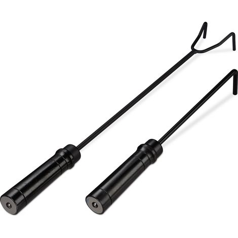 Relaxdays Ferri da Camino in Set, 2 Attizzatoi per Caminetto, Stufa, Barbecue, Attrezzi per Brace e Fuoco, Nero (1/5)