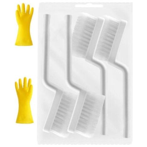 PA Lot De 4 Brosses De Nettoyage Blanches Avec Gants Latex Épais Taille L (1/4)