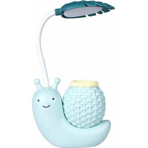 Lampe de bureau LED USB chargeant la lecture des enfants protection des yeux veilleuse dessin animé escargot ( bleu) (1/3)