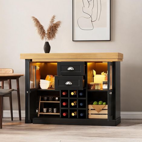 Buffet coloris noir en MDF 120 x 40 x 72 cm (1/5)