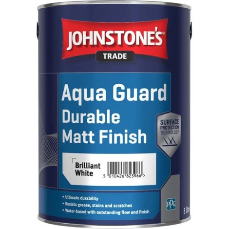 Johnstones Trade Aqua Guard Durable Water Based Matt Brilliant White - 2.5 Litre