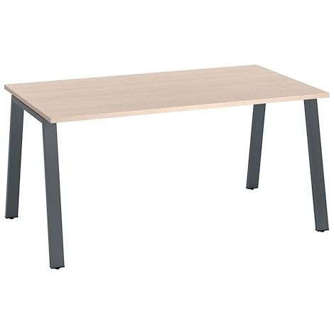 Bureau droit individuel chêne clair 160 x 80 cm, piétement métal anthracite - Arch - Maxiburo (1/3)
