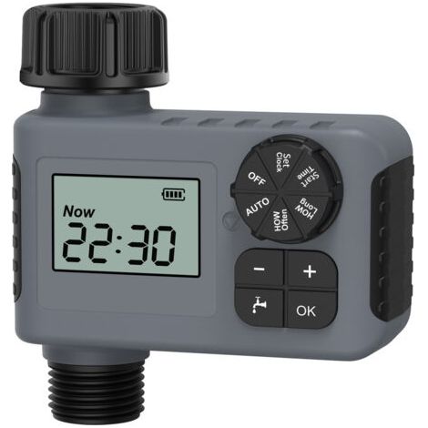 Minuterie de robinet pour tuyau d'arrosage extérieur, minuterie d'arrosage programmable avec retardateur de pluie/système d'irrigation goutte à goutte manuel/automatique et système d'arrosage de pelou