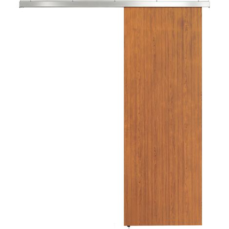 Homcom – Porta scorrevole 75x210 cm – MDF resistente all'acqua – Binario in lega di alluminio – Scorrimento silenzioso – Design effetto legno marrone (1/5)