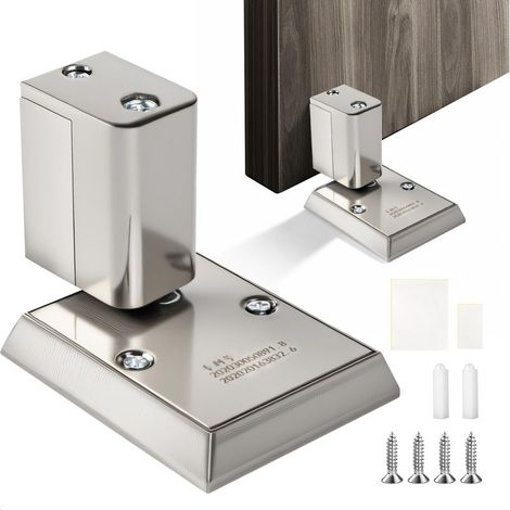 Butée de Porte Cale Porte Bloc,Door Stopper à Visser/Adhesive Réglable en Hauteur,Universelle Mécanique Stop Porte Sol pour Maison et Bureau,Alliage de Zinc(Argent) (1/5)