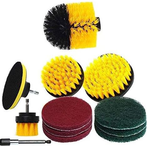 Tampon À Récurer - Tige 1/4 Pouces - Pour Perceuse Filaires Et Sans Fil - Diamètre 2 À 5 Pouces - Nylon - Lot De 12 Pièces (1/5)