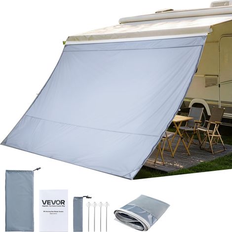 VEVOR Parete Frontale per Tenda da Sole per Camper 2 x 2,8 m, Pannello Laterale Frangisole in Poliestere Compatibile per Tenda da Sole da 3 m, Parasole UV50+ per Roulotte da Campeggio Viaggio Picnic