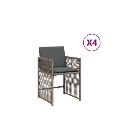Chaises de jardin avec coussins lot de 4 gris résine tressée (1/5)