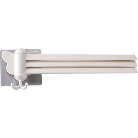 Porte-Serviettes - Support Mural Pliable avec Crochets Rotatifs - ABS Auto-Adhésif - Pour Salle de Bain et Cuisine - 1 Pièce (1/5)