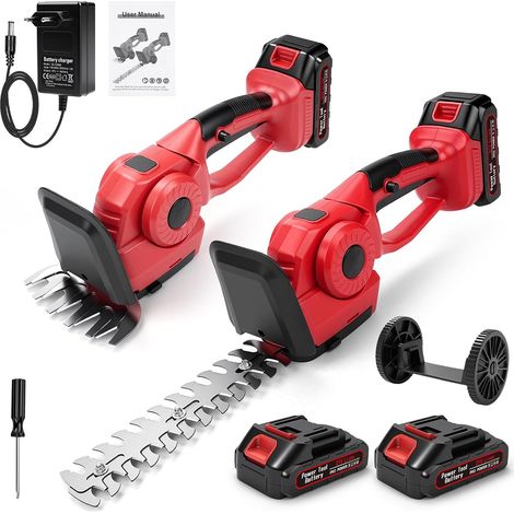 Taille Haie Et Cisaille A Gazon sur Batterie, 2 en 1 Mini Taille Haie sans Fil Et Taille-Herbes avec 2 Lames 220mm(Arbustes) /135mm(Herbe), Sculpte-Haies Et Taille-Herbes avec 2 Batterie 1500mah 21 (1/5)
