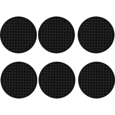 Sous-verre - En Silicone Noir Antidérapant - Pour Table Bois Granit Verre Pierre - Lavable En Lave-vaisselle - Lot De 6 (1/5)