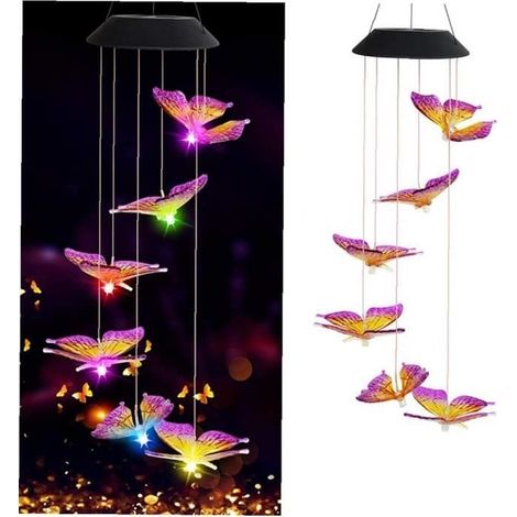 Vent Chime Lumières LED Coloré Étanche Etanche Vent Vents Solaire Mobile Mobile Lumière En plein air Décoration de jardin