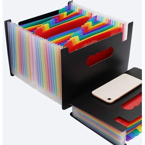 Trieur Document A4 24 Compartiments,Chemise Trieur Plastique avec Couvercle pour Bureau, École, Maison (1/2)