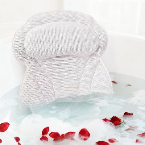 L'appui-tête de baignoire, doté d'une conception en maille 4D respirante et de six ventouses, est idéal pour les spas et les jacuzzis. (1/5)