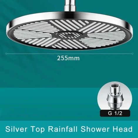 Pommeau de douche de plafond S (S) Nouveau pommeau de douche rond de 30 cm (12 pouces) à effet pluie, jet supérieur haute pression, accessoires de salle de bain (1/5)