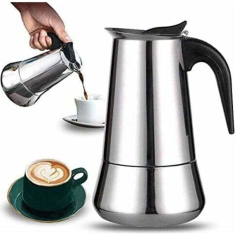 Cafetera italiana, stainless steel of 2 cups, compatible with all types of lamps, 100ml, (1/4)