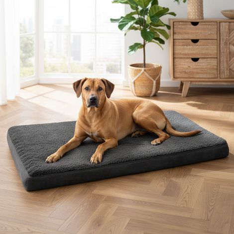 belviona Hundematratze, weiche & stabile Liegematte mit waschbarem Bezug, 112x81x8 cm, schwarz (1/5)