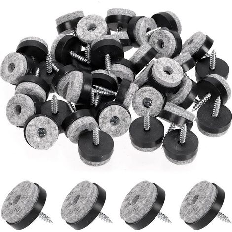 40pcs Noir 24mm Meubles Anti dérapant vis Fixe Meubles Anti dérapant Feutre Mat Protecteur de Sol Coulissant pour Pieds de Jambe en Bois pour chaises, Tables, tabourets de canapé (1/5)
