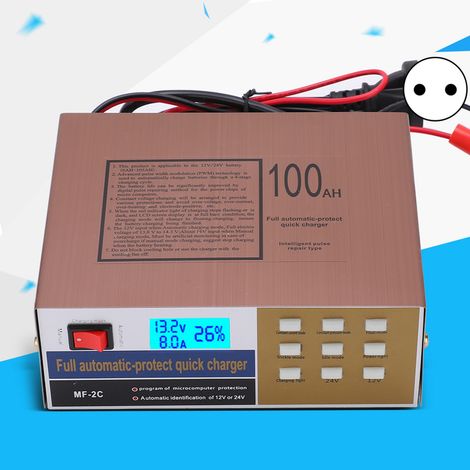 Chargeur intelligent MF-2C 220 W 12 V pour motos et voitures, batteries plomb-acide 12 V/24 V, norme européenne (1/5)