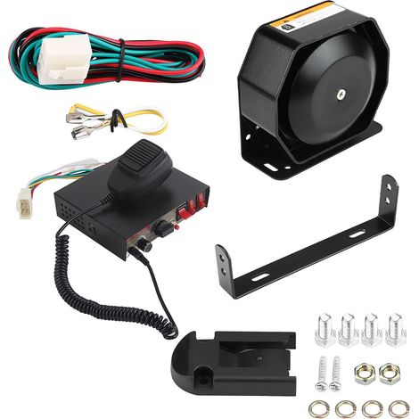 Système d'alarme sonore puissant 12 V CC 200 W (8 sons) pour voiture, sirène de police et de pompiers, avec haut-parleur et microphone. (1/5)