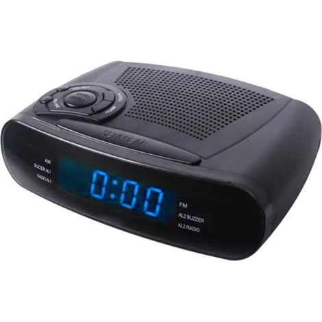 1 Radio-réveil, commande horaire, radio AM et FM, affichage LED, fonction snooze, chambre (1/5)