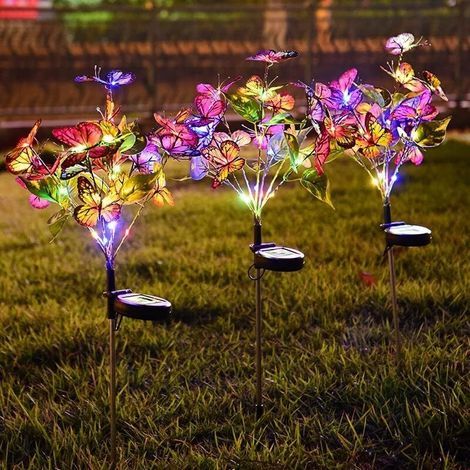 Solar butterfly lights for the garden – Realistic solar-powered butterfly decoration for the home – Gift idea for women and mothers – Light posts for garden, patio and walkways (1/5)