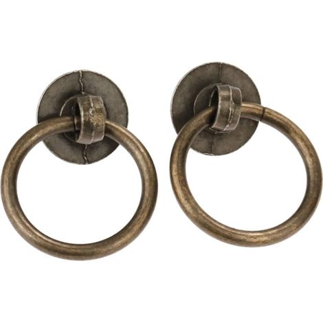 2 jeux de poignées anneaux en bronze antique 40x30mm pour (1/5)