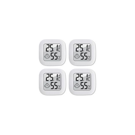 Thermomètre Hygromètre Intérieur,4 pièces Mini Thermomètre Digital à Haute Précision Moniteur Température et Humidité Portable -50 ℃  70 ℃ pour Vestiaire/entrepôt/Chambre de bébé/Salon (1/4)