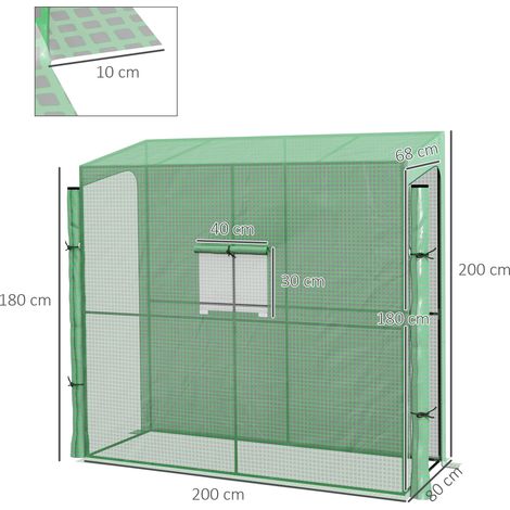 Serre à tomates à 2 portes, coupe-vent et avec fenêtre latérale, protection UV pour le jardin, PE vert