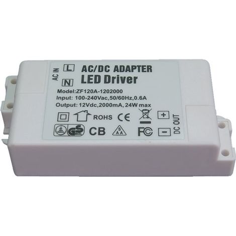 Fuente de alimentación LED de 12 V, transformador LED de 24 W, convertidor adaptador de voltaje constante de CA 220 V a CC 12 V 2,0 A, controlador LED, para tiras LED y lámparas LED MR16, G4 y MR11 (1 (1/4)