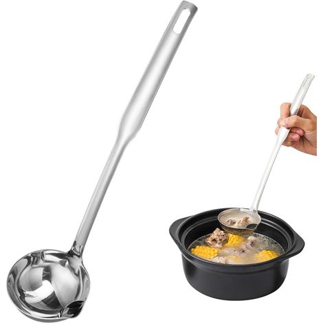 Cuillère de Filtre à Huile, Louche à Soupe Séparateur D'huile en Acier Inoxydable, Séparateur de Graisse Cuillère à écumoire Hot Pot (1/5)
