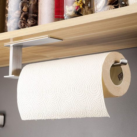 Support Pour Essuie-Tout - En Acier Inoxydable - Sans Perçage - Fixation Adhésive - Pour Cuisine Salle De Bain Et Buanderie - 1 Pièce (1/5)