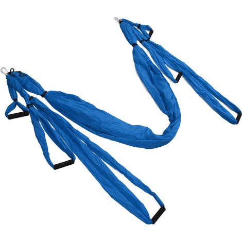 Ensemble de Hamac Aérien Yoga Polyester Coton Réglable Souplesse Exercice Physique Bleu Foncé (1/5)