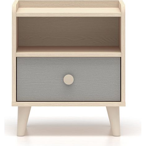 Mesita de noche 1 cajón Alycia Beige y Gris (1/4)