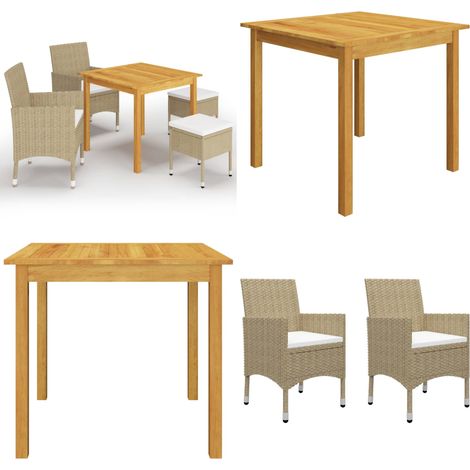 Ensemble à manger de jardin 5 pcs Beige - Ensemble Salon De Jardin - Mobilier De Jardin - Table De Jardin - Chaises De Jardin - Set De Jardin - Home & Living (1/5)