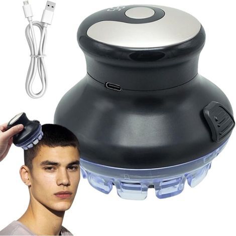 Tondeuse à cheveux sans fil circulaire, rotative USB rechargeable étanche sert l'équipement de préparation, coupe le rasoir la préparation --Chrom (1/4)